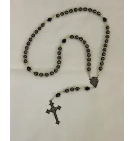 Goldscheider of Vienna 19" Miraculous Medal Rosary with Hematite Beads, Antique Bronze Crucifix, and Medal