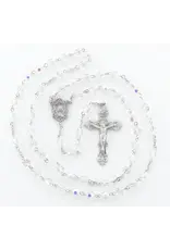 HMH Religious 6mm Tin Cut Aqua Aurora Borealis New England Pewter Rosary