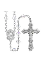 HMH Religious 6mm Tin Cut Aqua Aurora Borealis New England Pewter Rosary
