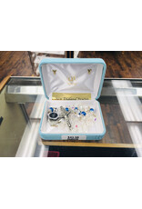 HMH Religious Czech Crystal Blue Pewter Rosary with Capped Beads