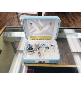 HMH Religious Czech Crystal Blue Pewter Rosary with Capped Beads