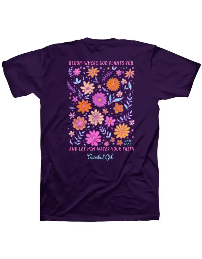 Kerusso Cherished Girl Womens T-Shirt Bloom Where God Plants - L