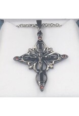 HMH Religious Sterling Silver Ornate Crucifix w/CZ tips 18" chain