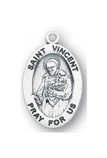 HMH Religious Sterling Silver St. Vincent Medal-Pendant With 20" Chain Necklace