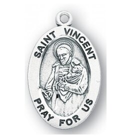 HMH Religious Sterling Silver St. Vincent Medal-Pendant With 20" Chain Necklace