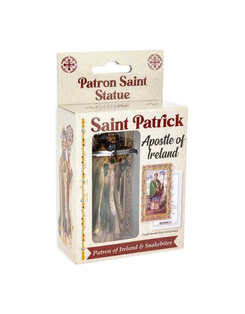 WJ Hirten 4" Statue with Prayer Card St. Patrick