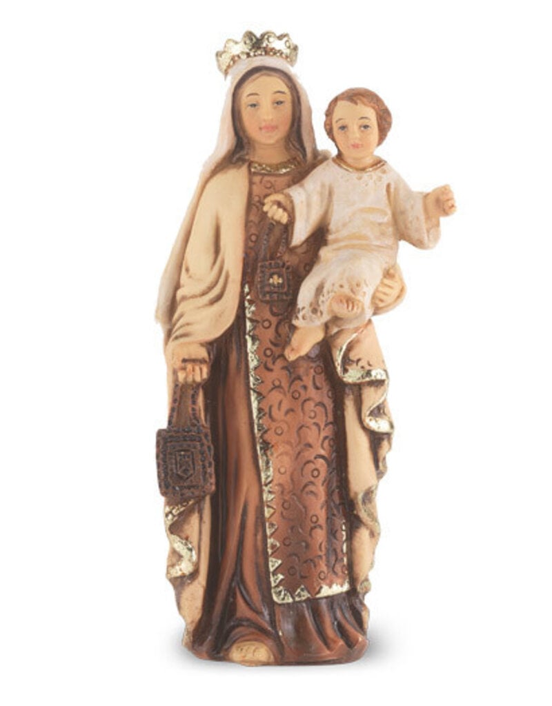 WJ Hirten 4" Statue with Prayer Card Our Lady of Mount Carmel