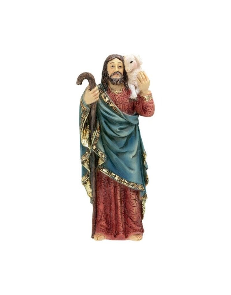 WJ Hirten 4" Statue of The Good Shepherd with Prayer Card