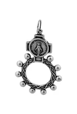 Village Gift Importers Finger Rosary - Silver Tone with Miraculous Medal