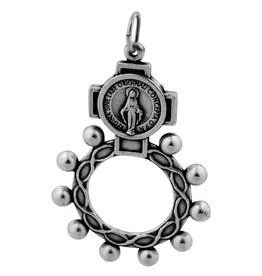 Village Gift Importers 2" Solid Metal Rosary Ring with Engraved Miraculous Medal