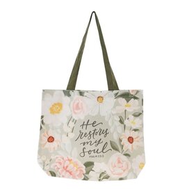 Faire Canvas Tote Bag-He Restores My Soul