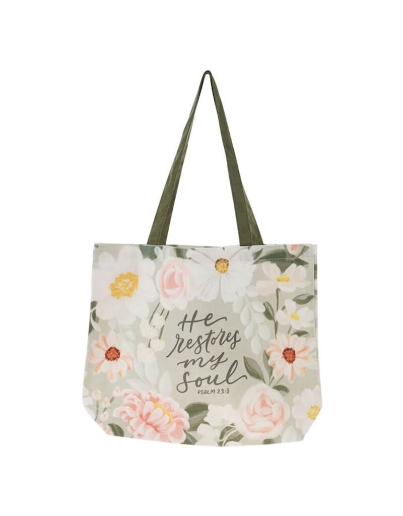 Faire Canvas Tote Bag-He Restores My Soul