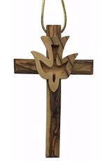 EarthWood Ornament-Olive Wood-Cross With Dove (3.5")