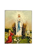 Virgin Mary Lady of Lourdes Silk Screen Icon Magnet – Gold & Engraved Wood