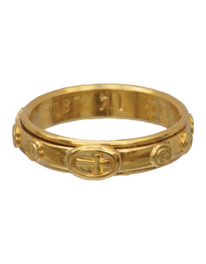 Sine Cera Sterling Silver 18K Gold Plated Spinning Rosary Ring  SIZE 9