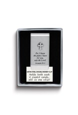 For I Know the Plans I Have For You: Satin Steel Double Money Clip with Cross