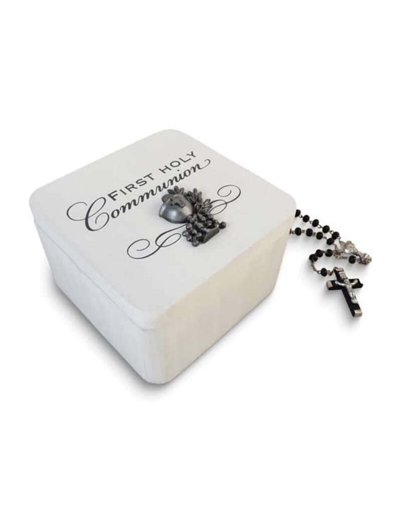 First Holy Communion Keepsake Box (White w/ Pewter Chalice)