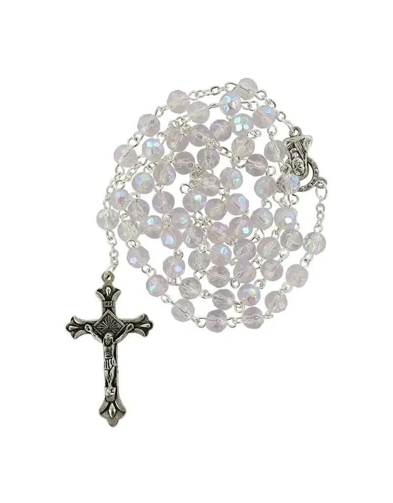 Costa Articoli Religiosi 6mm Crystal Rosary White