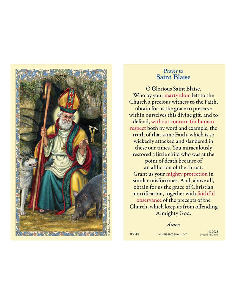 Christian Brands Saint Blaise Holy Card