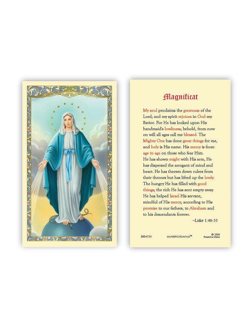 Ambrosiana Our Lady of Grace Magnificat Laminated Holy Card