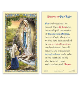 Ambrosiana Our Lady of Lourdes Laminated Holy Card