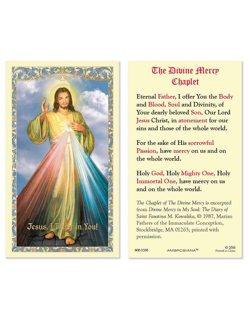 Ambrosiana Divine Mercy Laminated Holy Card
