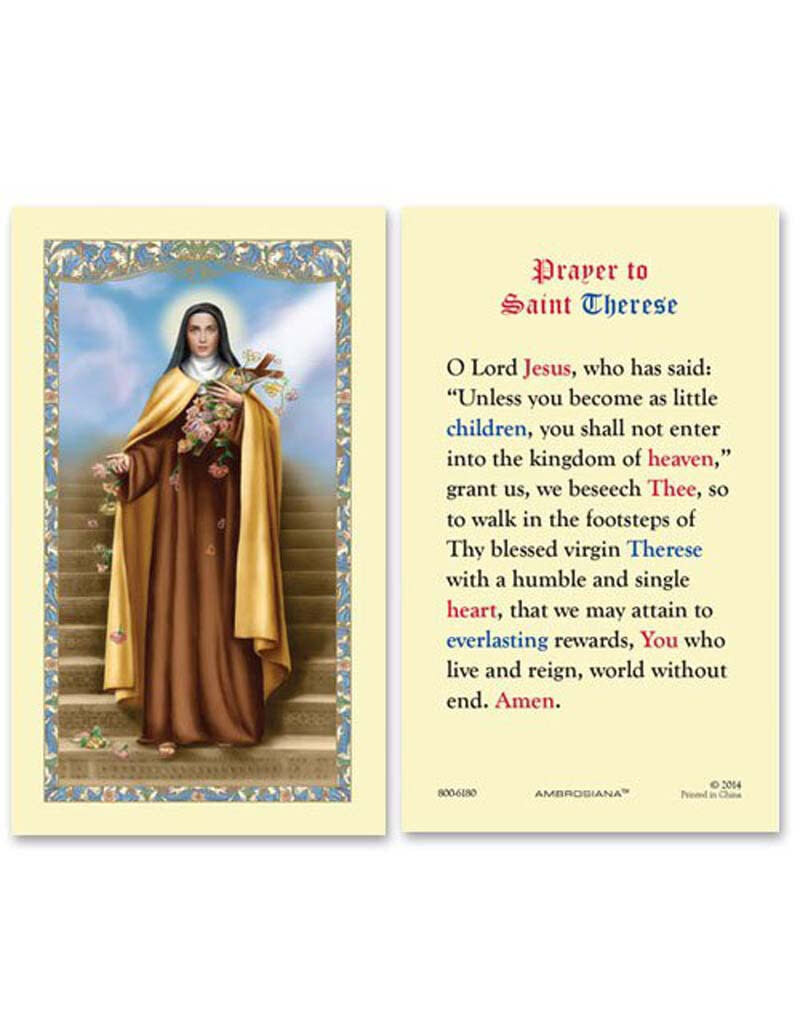 Ambrosiana Saint Therese Laminated Holy Card