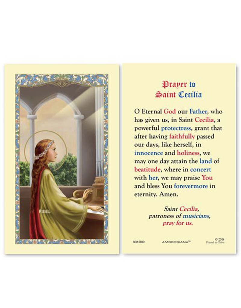 Ambrosiana Saint Cecilia Laminated Holy Card