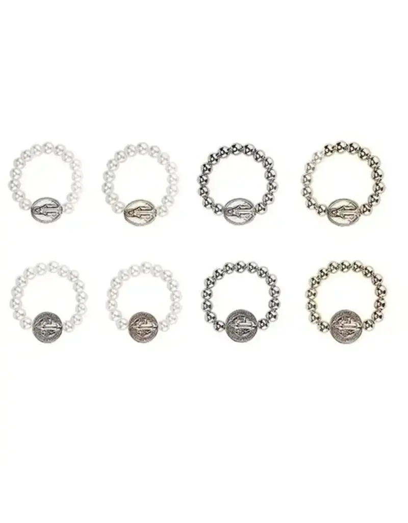 Roman, Inc Assorted Miraculous Medal & St. Benedict Stretch Rings