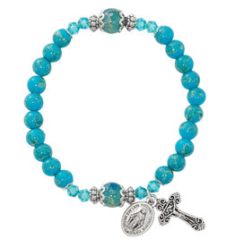 McVan 6mm Silver Aqua Marbeline Stretch Bracelet