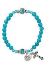 McVan 6mm Silver Aqua Marbeline Stretch Bracelet
