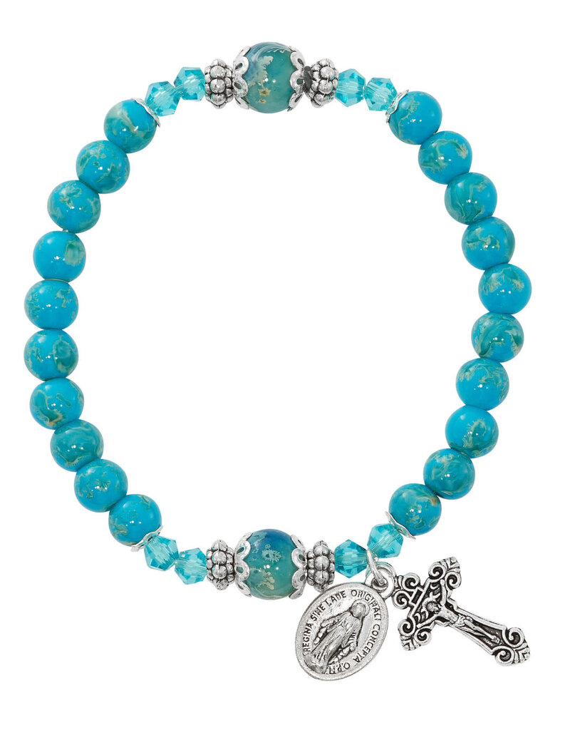 McVan 6mm Silver Aqua Marbeline Stretch Bracelet