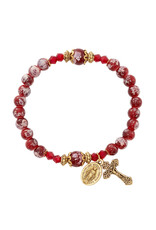 McVan 6mm Gold Red Marbeline Stretch Bracelet