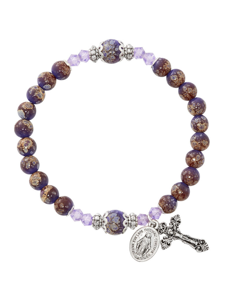 McVan 6mm Silver Purple Marbeline Stretch Bracelet
