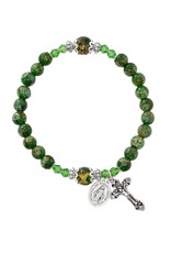McVan 6mm Silver Green Marbeline Stretch Bracelet