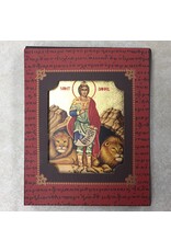 Saint Daniel Silk Screen Icon Magnet - Gold & Engraved Wood