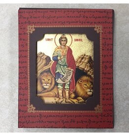 Saint Daniel Silk Screen Icon Magnet - Gold & Engraved Wood