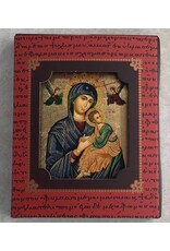Virgin Mary Perpetual Help Silk Screen Icon Magnet - Gold and Engraved Wood