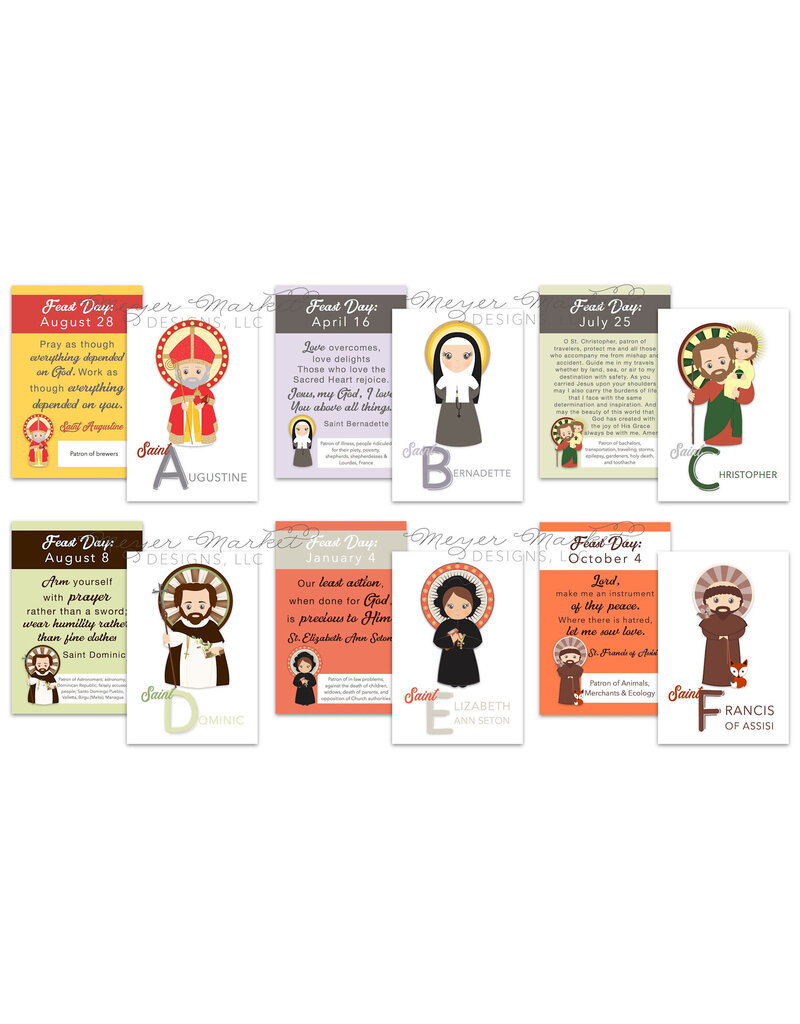 Meyer Market Designs Assorted A to Z Saint Cards (Alphabet)