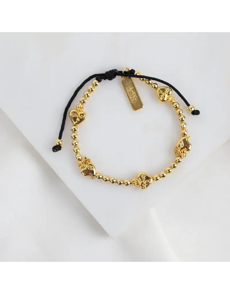 My Saint My Hero Let Love:  Sacred Heart Bracelet - Gold
