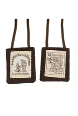 Oremus Mercy 2" Woven Brown Scapular - Behold the Salvation with St. Simon Stock