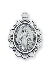 McVan Sterling Silver Miraculous with 18" Rhodium Plated Brass Chain
