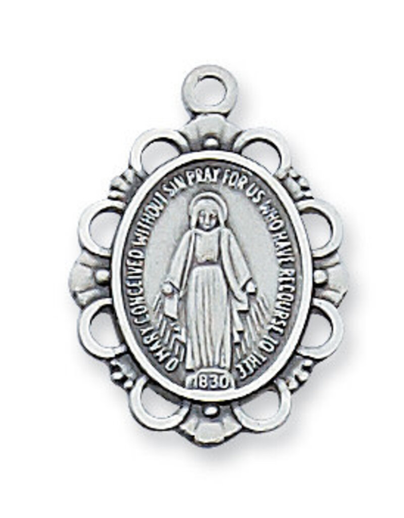 McVan Sterling Silver Miraculous with 18" Rhodium Plated Brass Chain