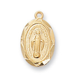 McVan Gold Over Sterling Silver Miraculous with 16" Gold Plated Chain and Deluxe Gift Box