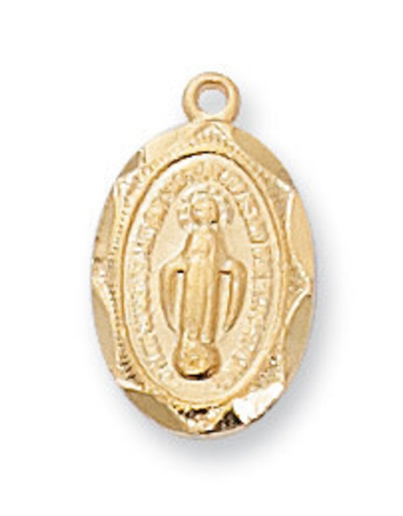 McVan Gold Over Sterling Silver Miraculous with 16" Gold Plated Chain and Deluxe Gift Box
