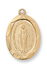 McVan Gold Over Sterling Silver Miraculous Medal with 18" Gold Plated Chain and Deluxe Gift Box