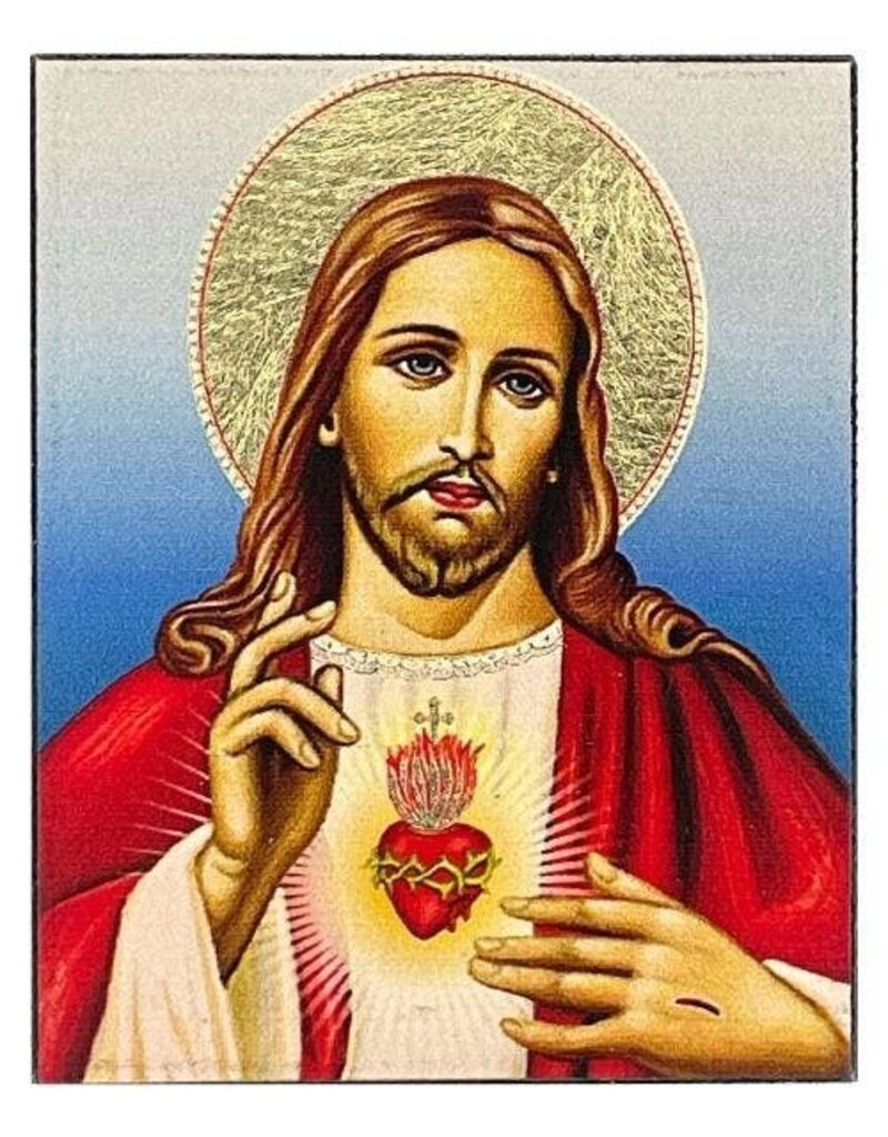 Sacred Heart of Jesus Christ Silk Screen Icon Magnet