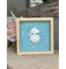 Be Still Prayer Space Immaculate Heart Shadowbox Wall Art | 10" x 10" Whitewashed Wood | Be Still Prayer Space