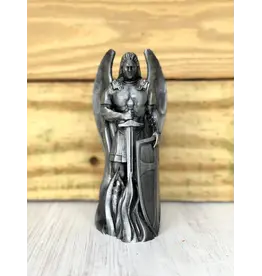 Be Still Prayer Space 3D Printed 4" St. Michael and Shield Statue - Pewter | Be Still Prayer Space