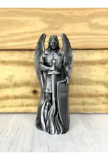 Be Still Prayer Space 3D Printed 4" St. Michael and Shield Statue - Pewter | Be Still Prayer Space